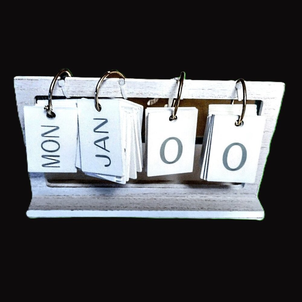 Perpetual Desktop Calendar ~ Wood ~ Flip Style (Month - Day of Month - Weekday)